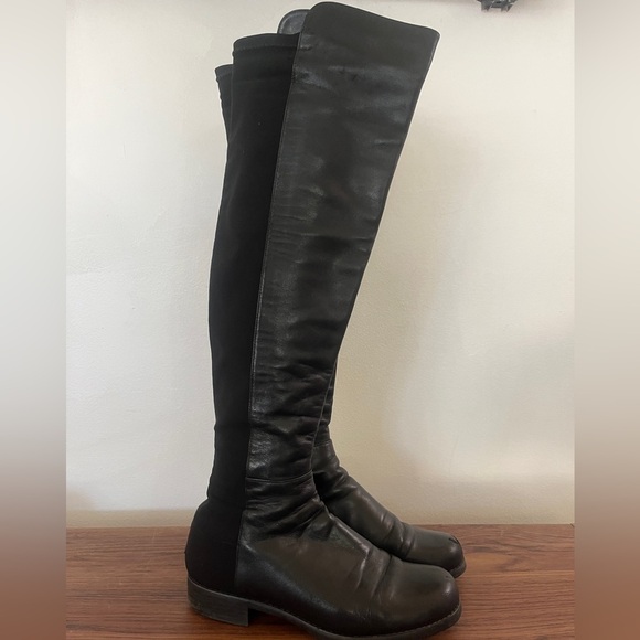 Stuart Weitzman Black #5050 Over The Knee Boot Scuffs Size 5.5 Chic Gossip Girl - Picture 6 of 11